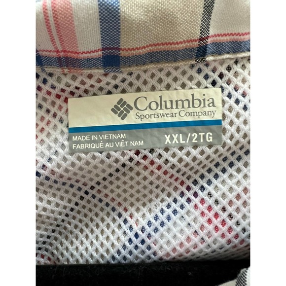 COLUMBIA PFG Plaid Button-Up Vented Fishing Shirt Blue/Pink Men's Size XXL - Picture 5 of 6